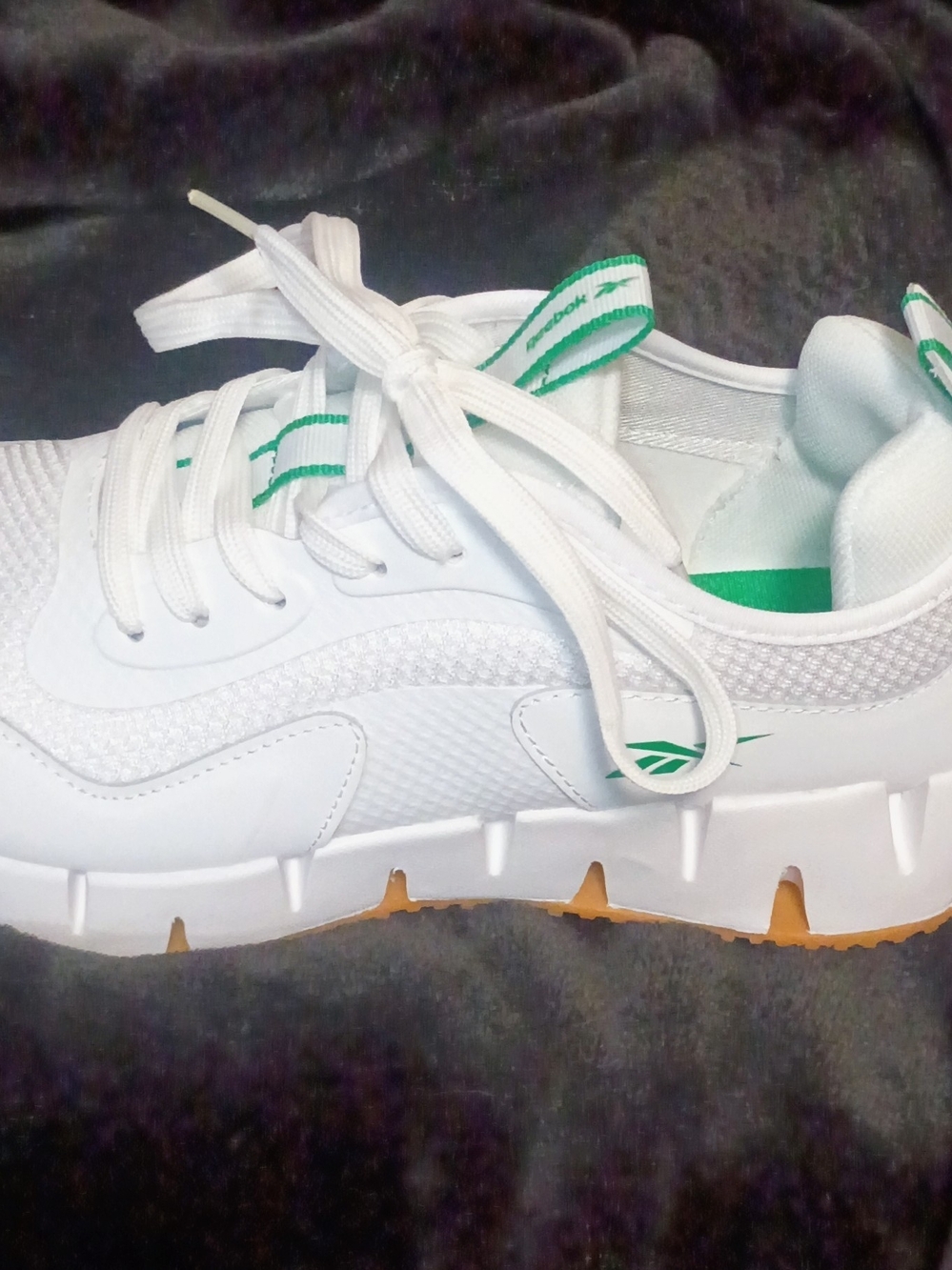 Reebok White & Green Low-Top Athletic Sneakers with Gum Outsole